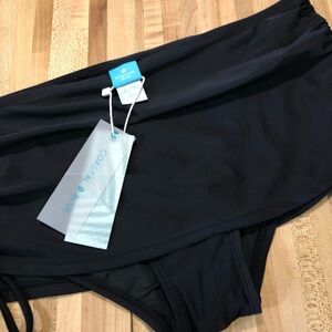 COASTAL BLUE Black Swim Skirt w/Side Ties *Swimsuit NWT $48 Medium